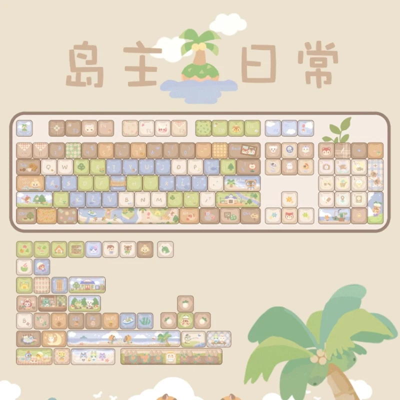 どうぶつの森キーキャップ MOA キーキャップ PBT 素材熱昇華プロセス 142 キー MX スイッチメカニカルキーボードキーキャップ