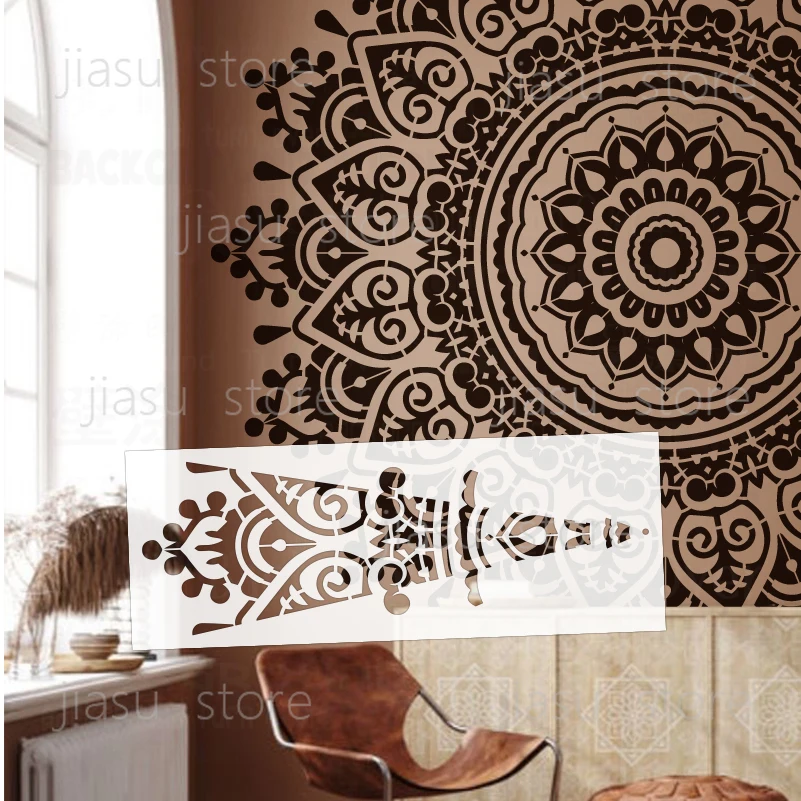 

150cm-230cm Giant Round Mandala Wall Stencil, Large Decorative Template for Plaster Putty Painting S443