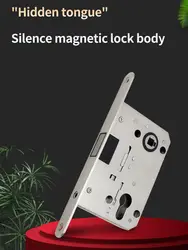 RML-35  Stainless Steel Silent Lock Body 5572 Hole Distance Magnetic Suction Lock Body Indoor Door Lock accessories