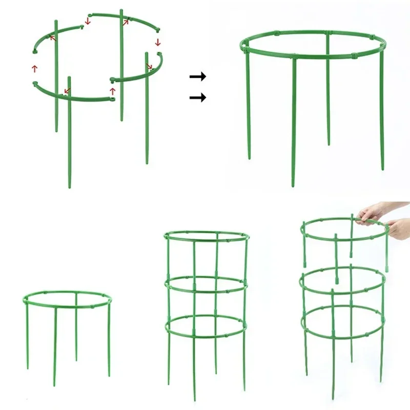 Pila de soporte de plástico para plantas, soporte medio redondo para vides trepadoras, varilla de fijación para bonsái, soporte para plantas de