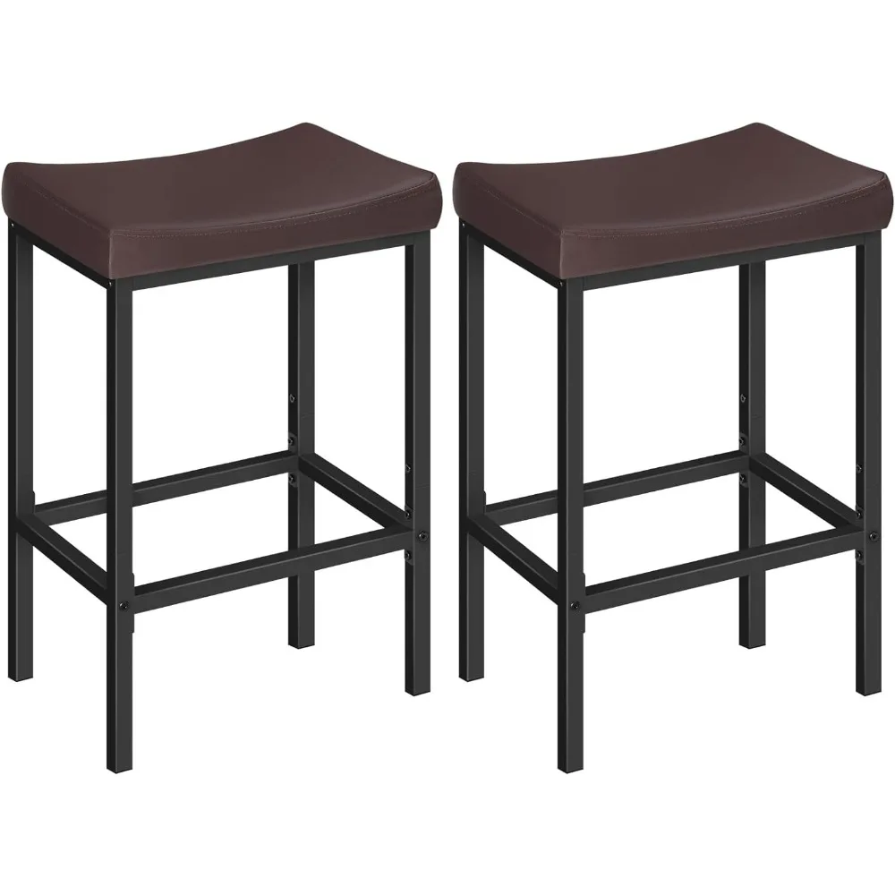 

HOOBRO Bar Stools, Set of 2 Bar Chairs, Counter Height Stools, Saddle Stools with Curved Surface, Kitchen Stools, 24.8 Inches