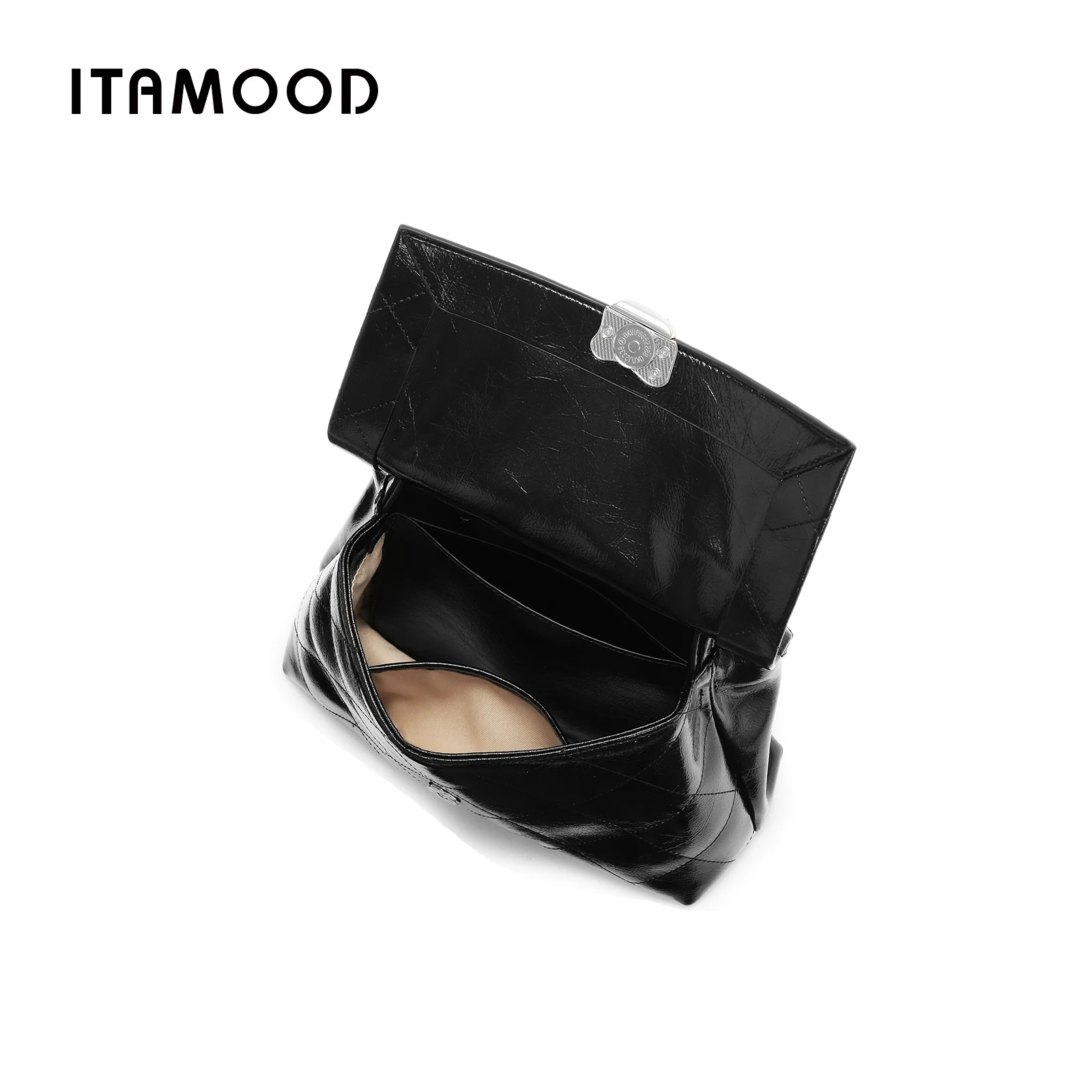 ITAMOOD Messenger Bag Textured Leather Work Commuting Large Capacity Leisure Handbag Genuine Leather Luxury Retro Tote Bag