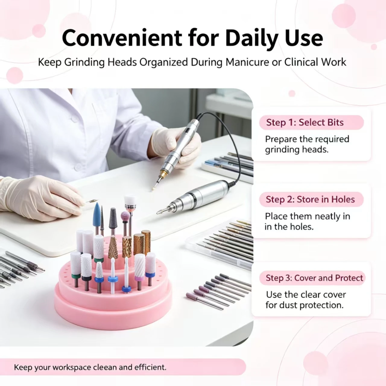 1Pcs 48 Holes Dentistry Sterilizer Box Diamond Burs Holder Block Sterilization Case Dental Lab Instruments Diamond Placement Box