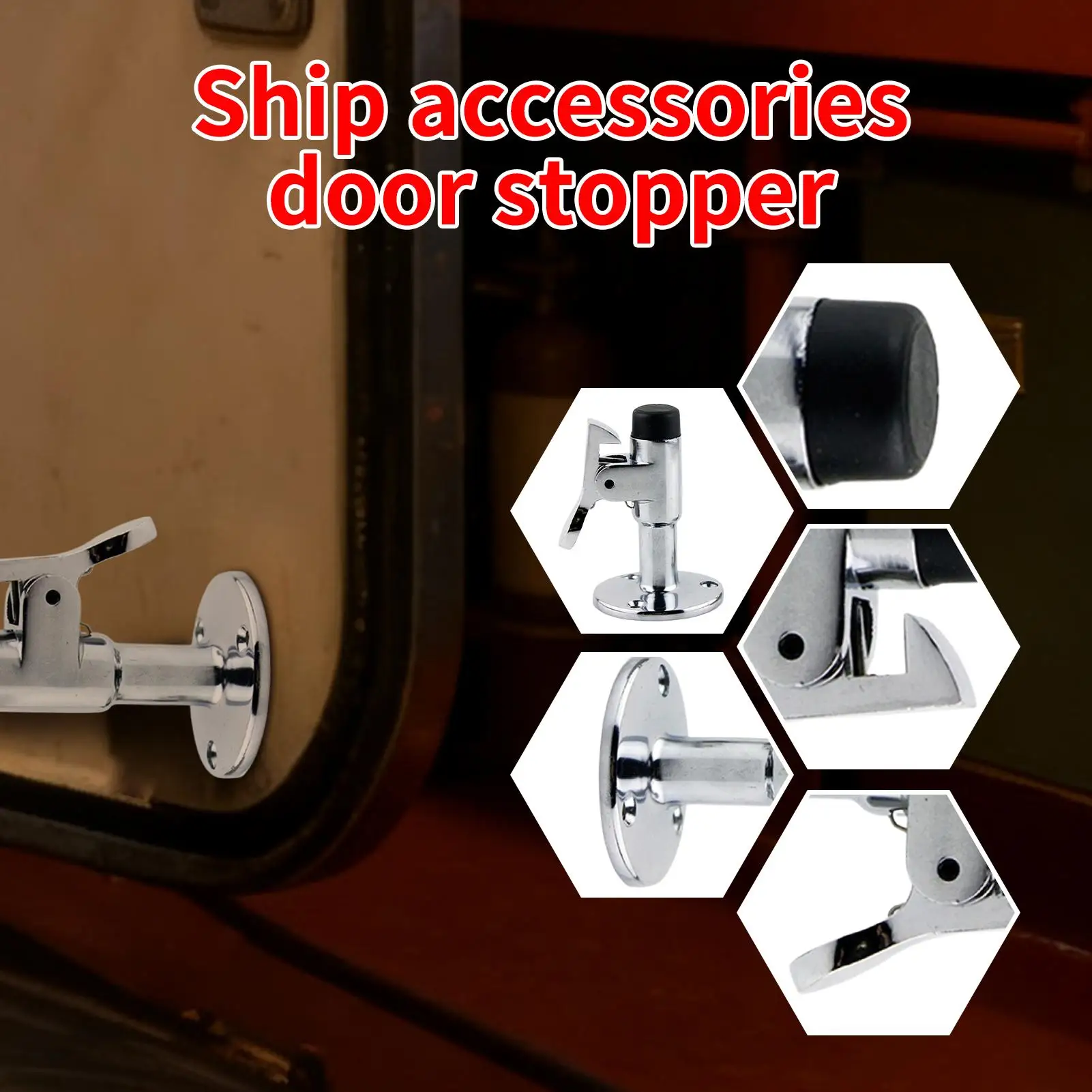 Door Stoppers Windproof Hardware With Hook 2.7in Magnesium Alloy Marine Door Stopper For Fence Wall Cruise Ship Hotel Exterior
