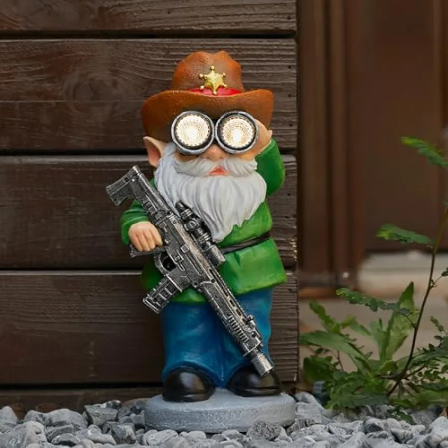 Funny Garden Gnomes Statue Outdoor Decor, Solar Telescope Gnome Decorations for Yard, Lawn, Patio, Porch, Christmas Birthday Ho
