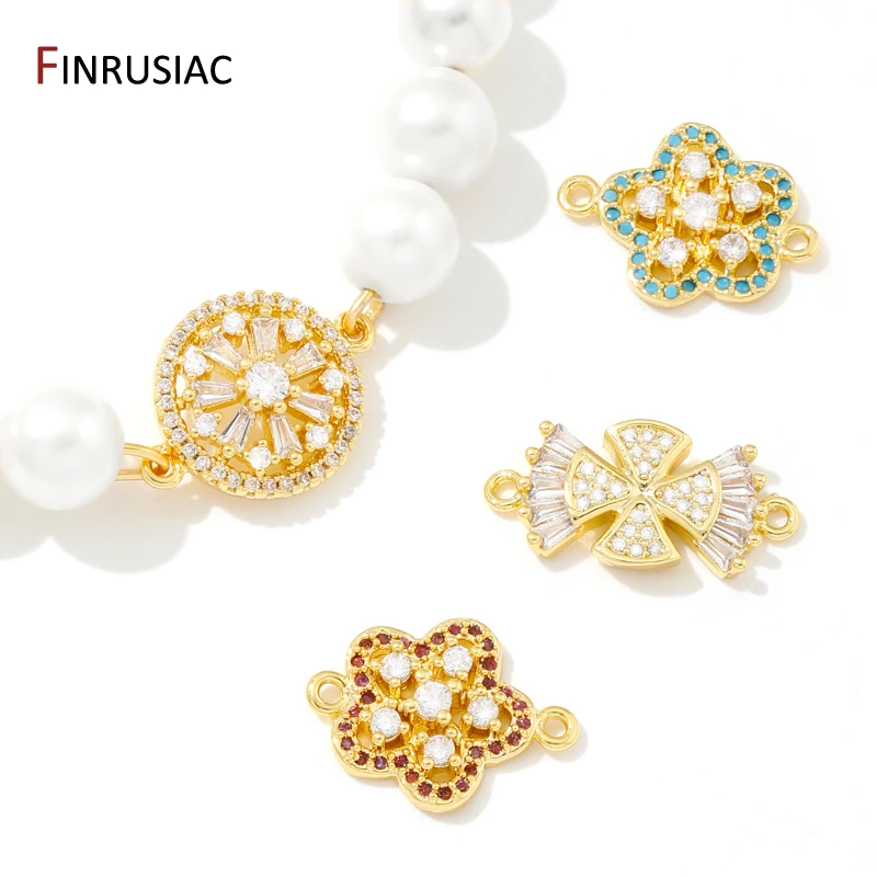 18K Gold Plated Brass Zircon Connector Charms,Connector For Jewelry,Charm Connector For DIY Necklace Bracelet Making Accessories - view 2