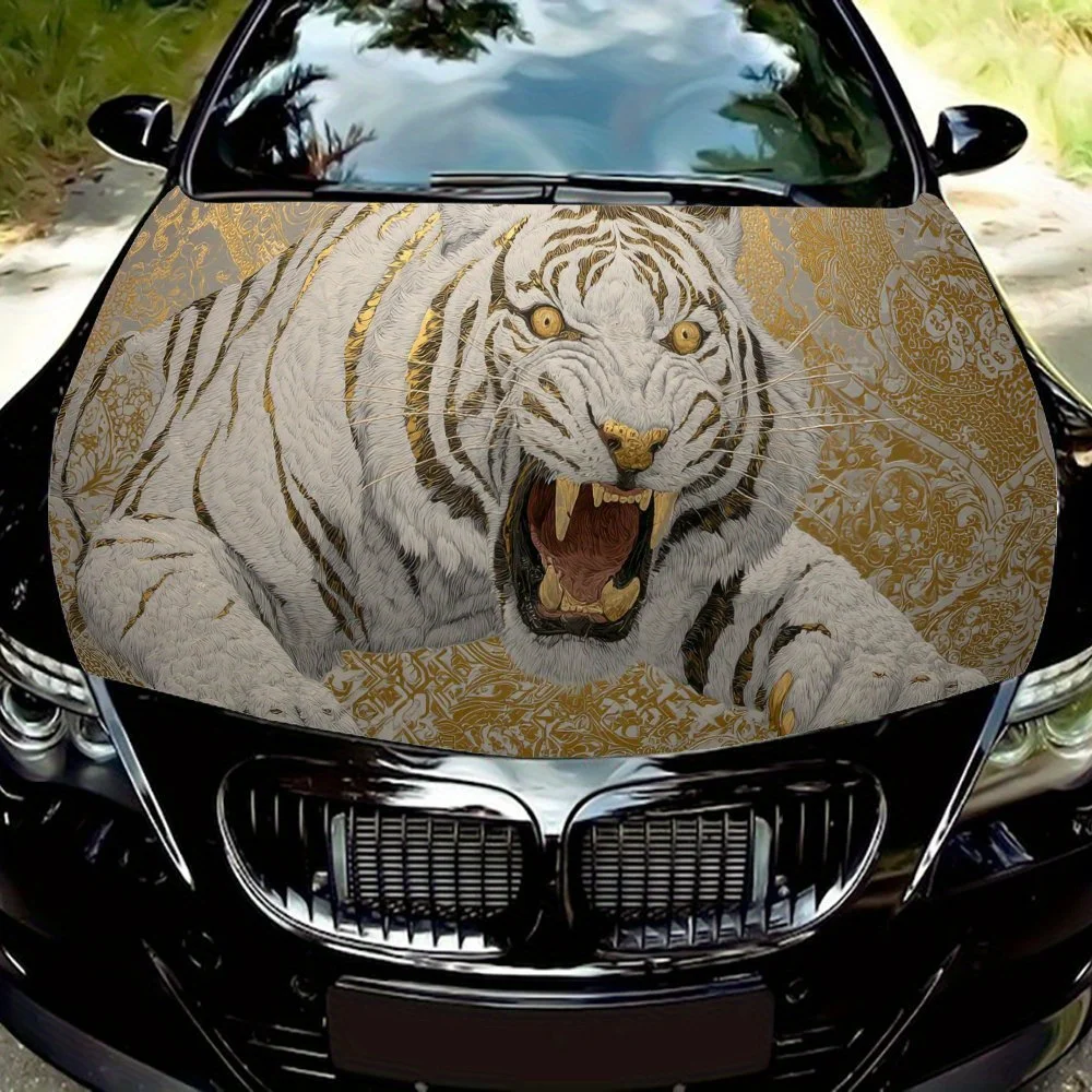 

Mighty White Tiger car hood stickers, waterproof self-adhesive, scratch resistant, easy to stick, durable car PVC stickers, car