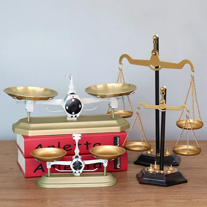 DIY handmade Vintage Iron Metal scale balance Model Home Decoration handcraft Vintage