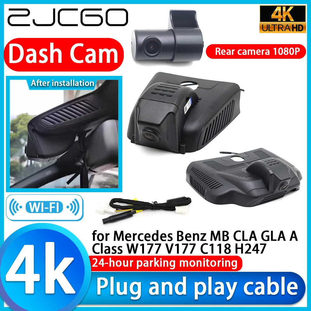 ZJCGO para Mercedes Benz MB CLA GLA Clase A W177 V177 C118 H247, Cámara para Auto DVR 4K, Cámara de Tablero 2160P con Lente Sony, Monitor, Grabadora de Video