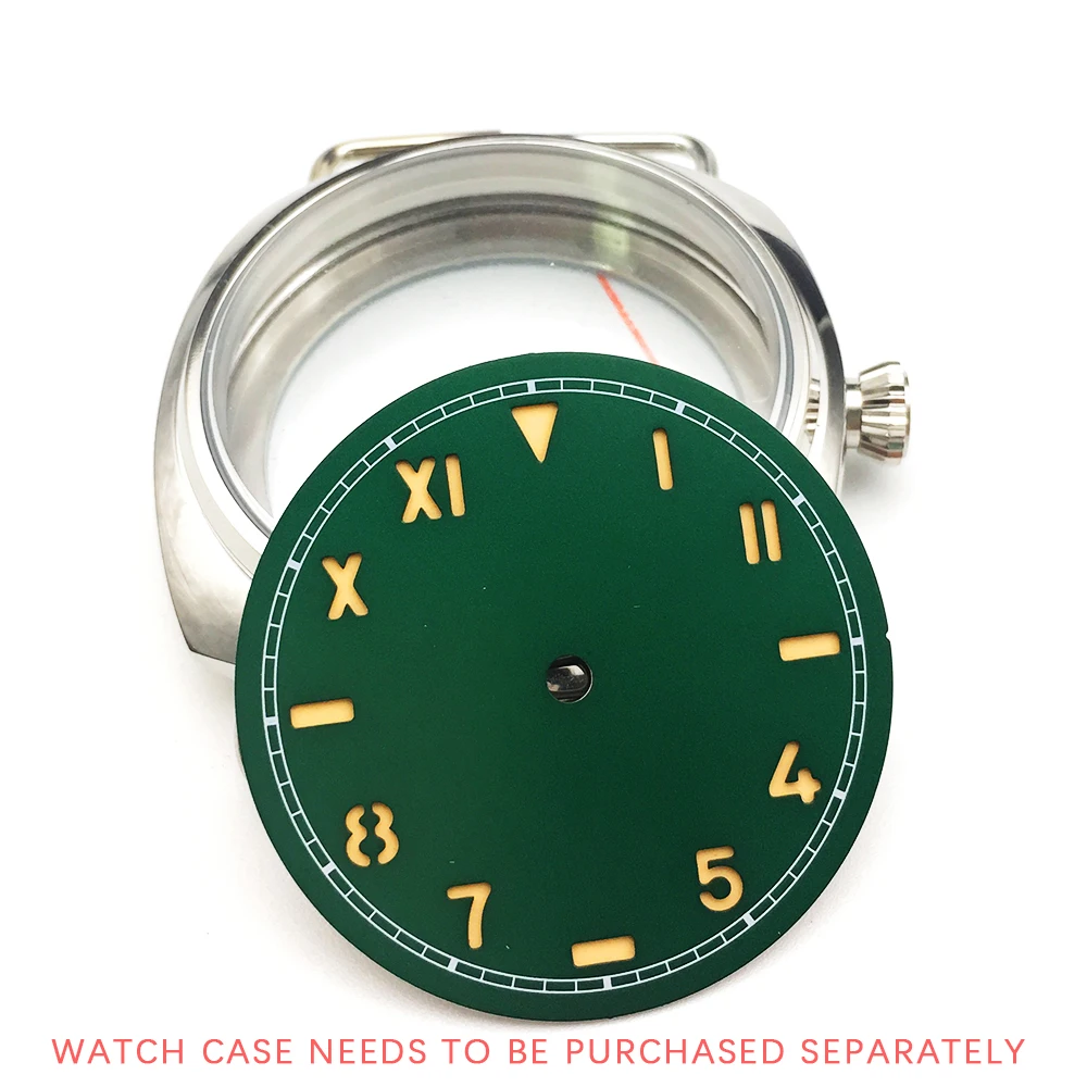 Watch Parts 37mm California Manual Winding Watch Literally Extra Bright Green Luminous Aseptic Dial For ETA 6497 ST3600 Movement