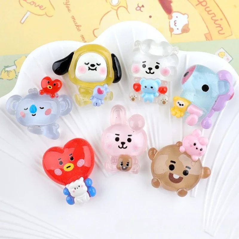 20pcs Kawaii BT21 Resin Accessories DIY Handmade Phone Case Hair Clip Accessories Water Cup Refrigerator Sticker Material Gift - view 2