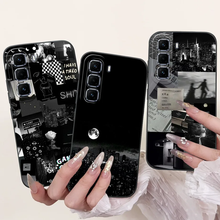 For Infinix Hot 50 Pro+  Case Soft Liquid Silicone Flower Butterfly Bow Coque Shockproof Cover for Hot 50 Pro Plus 4G Fundas