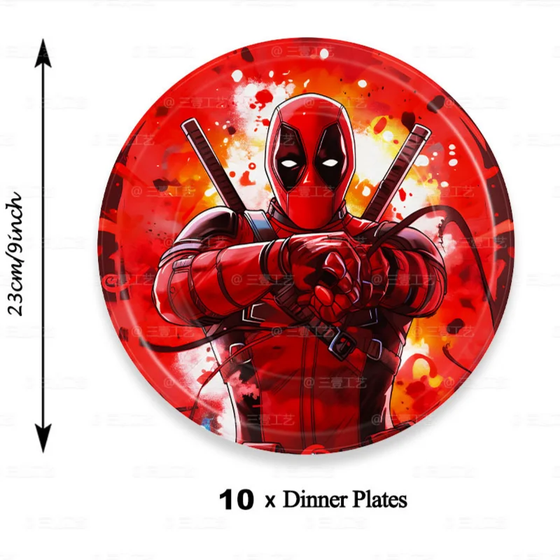 Deadpool Party Tableware Supplies Cartoon Marvel Happy Birthday Party Plate Cup Napkin Fork Balloon Kids Baby Shower Decoration