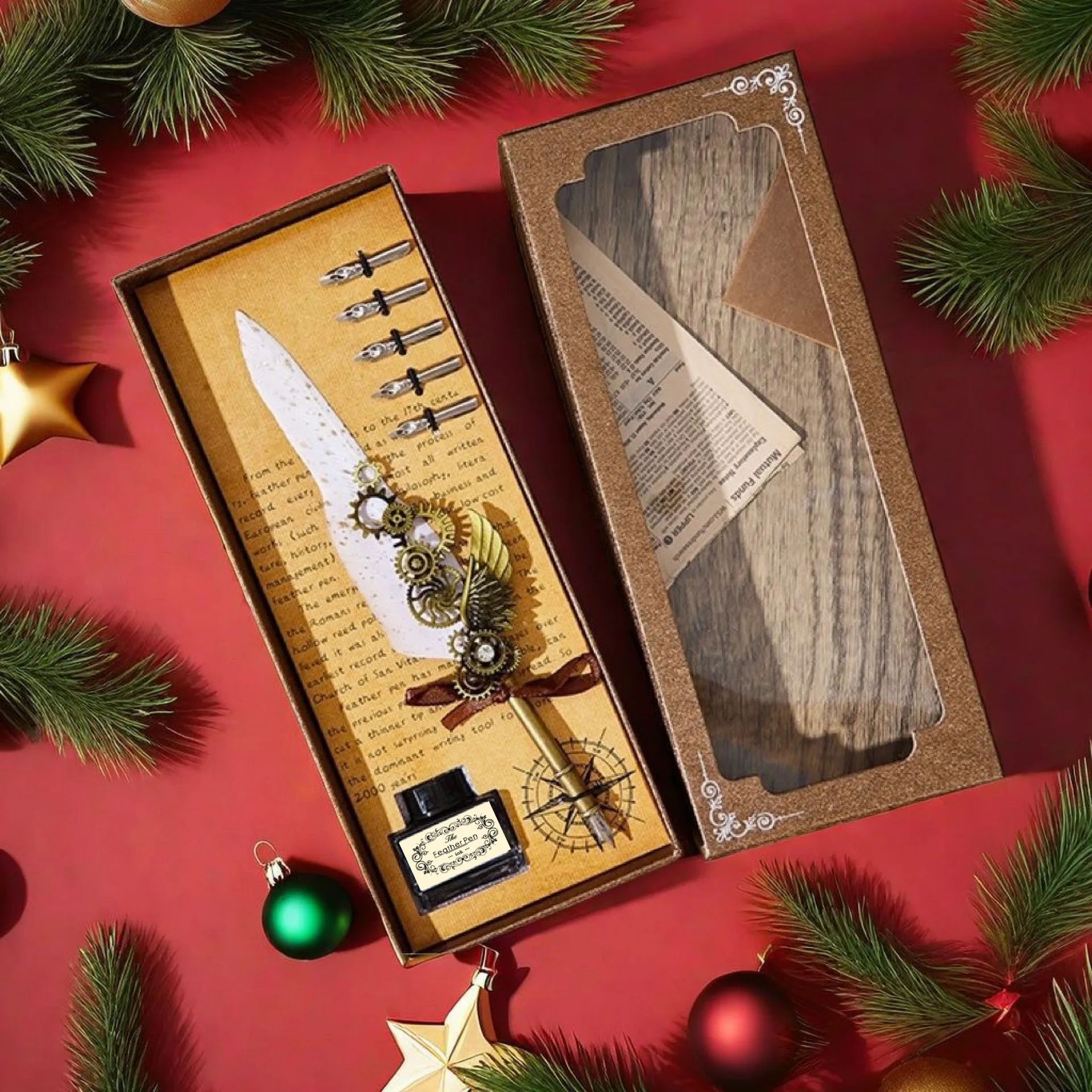 Upscale Mechanical feather pen gift box European retro gift creative gifts Send grandpa, elders and boyfriends