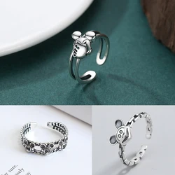 Classic Open Adjustable Disney Mickey Mouse Rings Men Vintage Cute Finger Ring for Women Fine Jewelry Anel Girls Fashion Pulsera