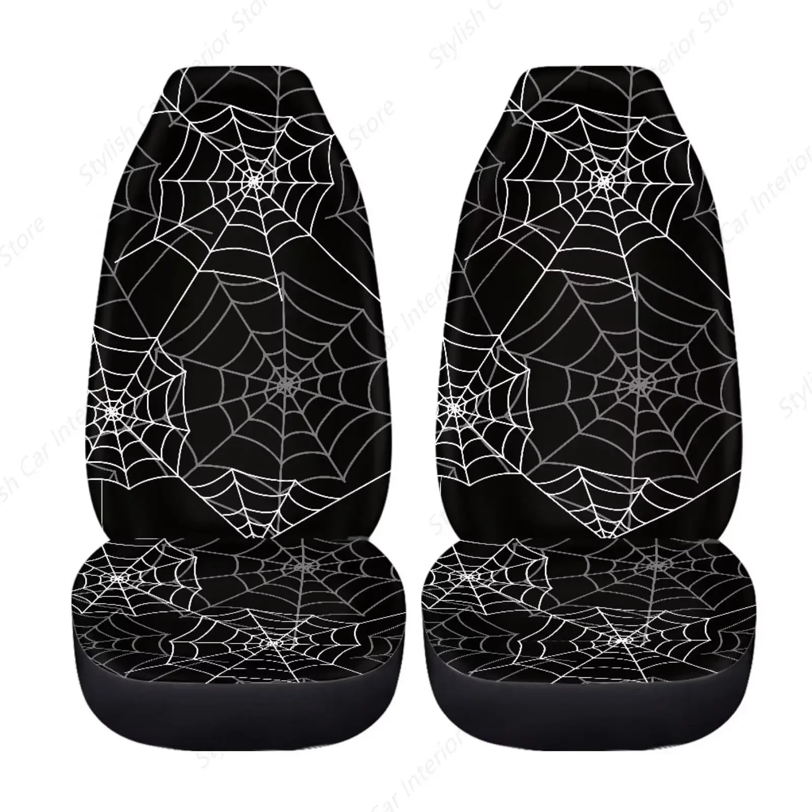 

Черные чехлы на автомобильные сиденья Spir Web для передних сидений, декор на Хэллоуин для автомобилей, универсальная защита автомобильных подушек сидений