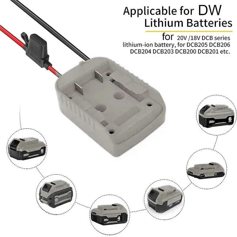 Power Wheels Adapter for Dewalt 18V/20V Lithium Battery DIY Battery Adapter with ON/OFF Switch & 30Amp Fuse for DIY Rc Car Toys