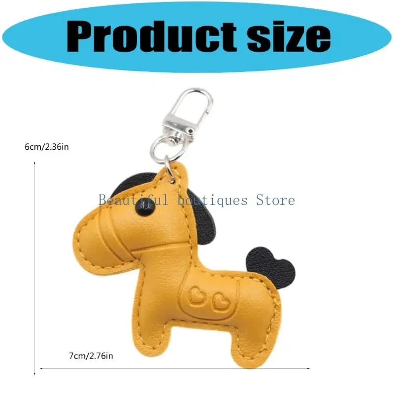 U4LF Stylish Equestrian Keychain Accessory Bag Charm Leather Texture for Car Keys