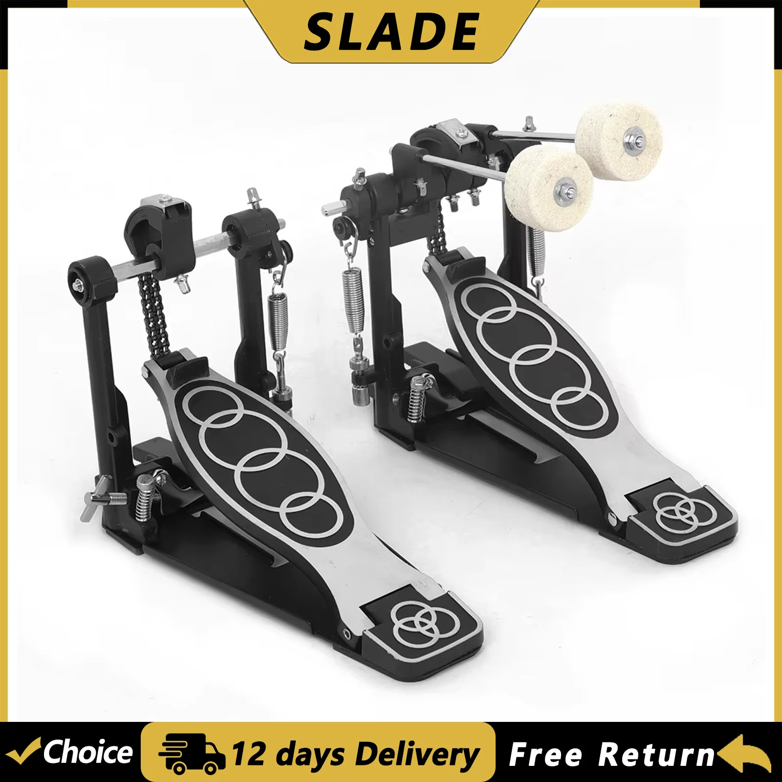 SLADE Drum Kit Dual Driver Pedal Mallet Elektronische Trommeln Aluminium Doppelkette Pedal Professionelle Percussion Teile Zubehör