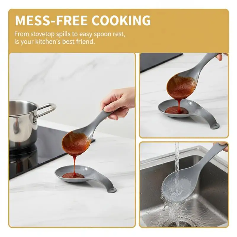 

portableLarge Ceramic Spoon Rest Heat Resistant Cooking Utensil Holder 1 Piece Coffee Kitchen Accessory for Stove Top