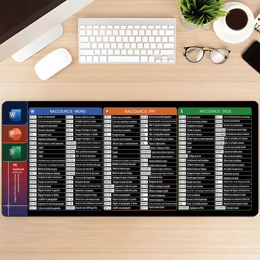 

Большой французский яркий коврик для мыши Word Excel PowerPoint, настольный коврик, нескользящий толстый коврик для клавиатуры