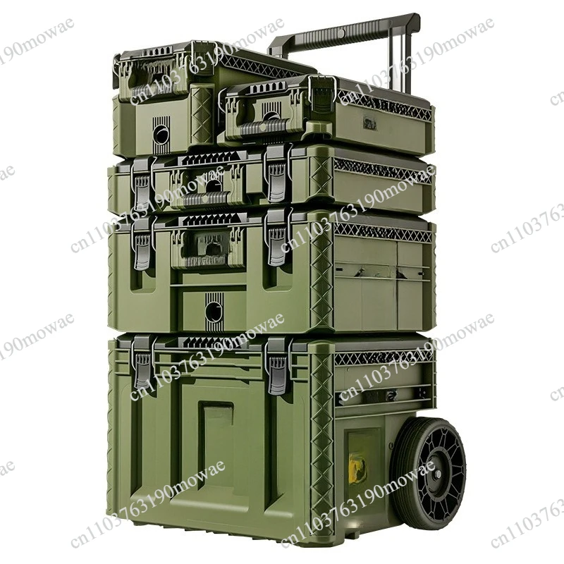 Industrial Grade Stackable Hardware Storage Tool Box Hand Pull Trolley Type Large Combination Organizer Case