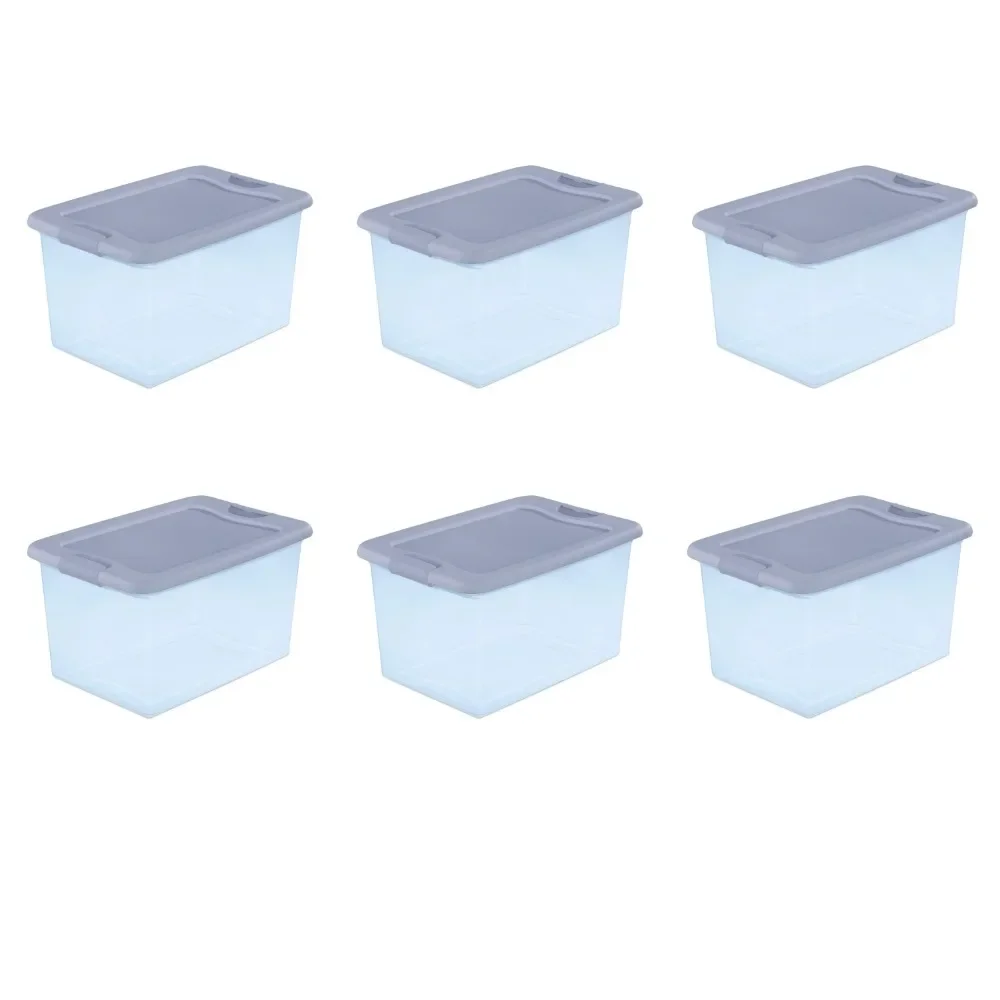 

Sterilite 64 Qt. Latching Box Plastic, Blush Pink Tint, Set of 6