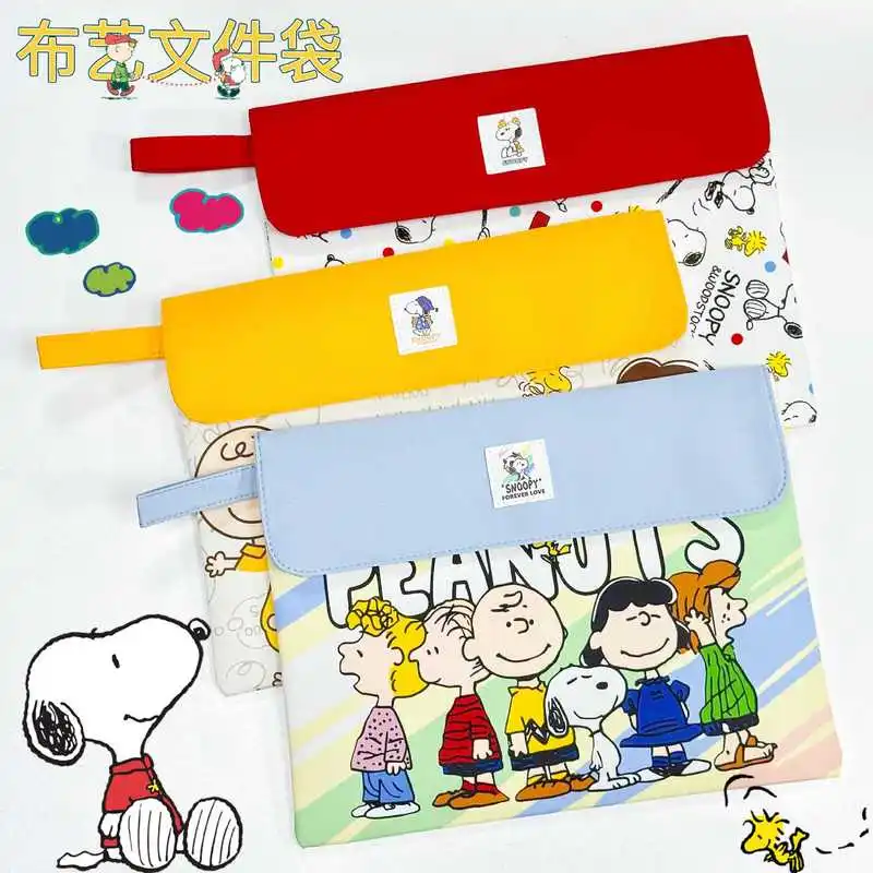 

Kawaii Snoopy тканевая сумка для файлов формата А4, многослойная мультяшная сумка для хранения канцелярских принадлежностей большой емкости, студенческая портативная сумка для канцелярских принадлежностей, подарок