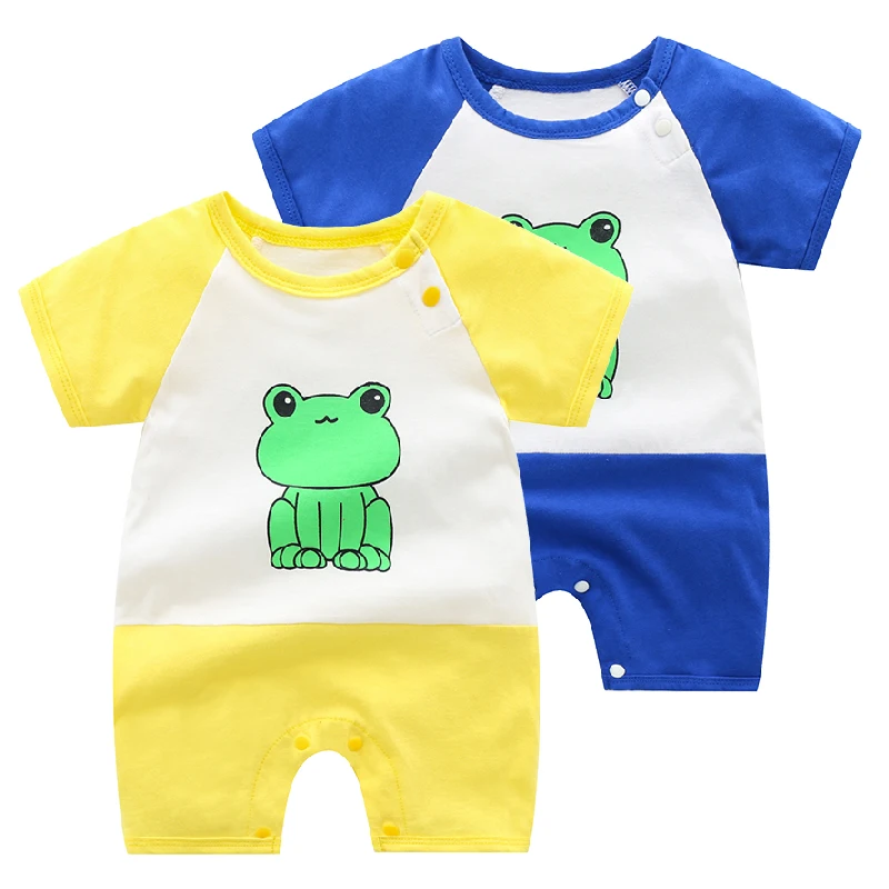 Newborn clothes summer thin baby boy pure cotton jumpsuit baby short-sleeved sports and leisure crawling clothes trendy