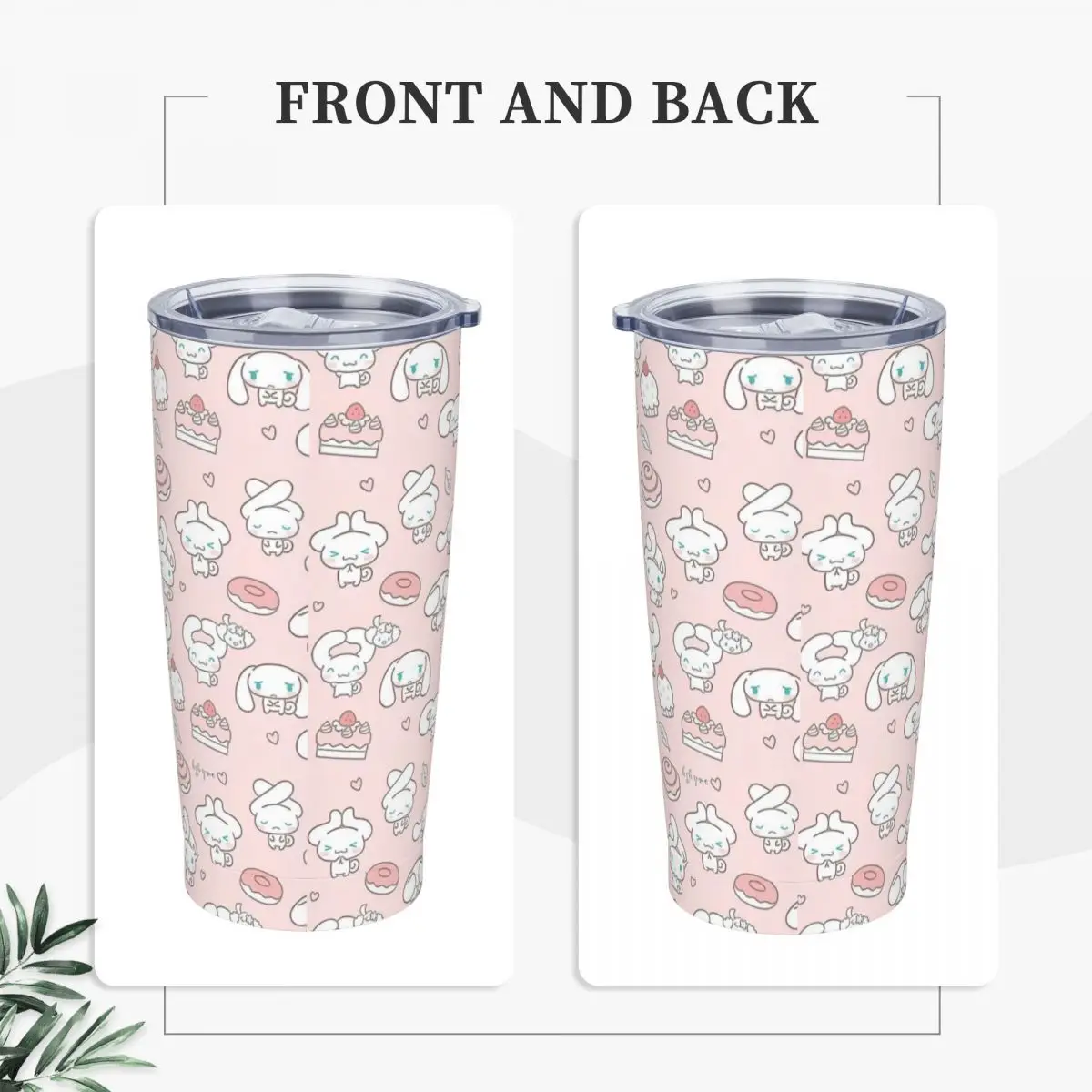 Stainless Steel Tumbler Cinnamoroll Coffee Mug Heat Preservation Hot Drinks Car Mugs Beach Design Water Bottle