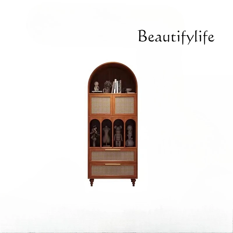 

Arched storage medium antique solid wood bookcase wine cabinet living room dining side storage advanced French retro