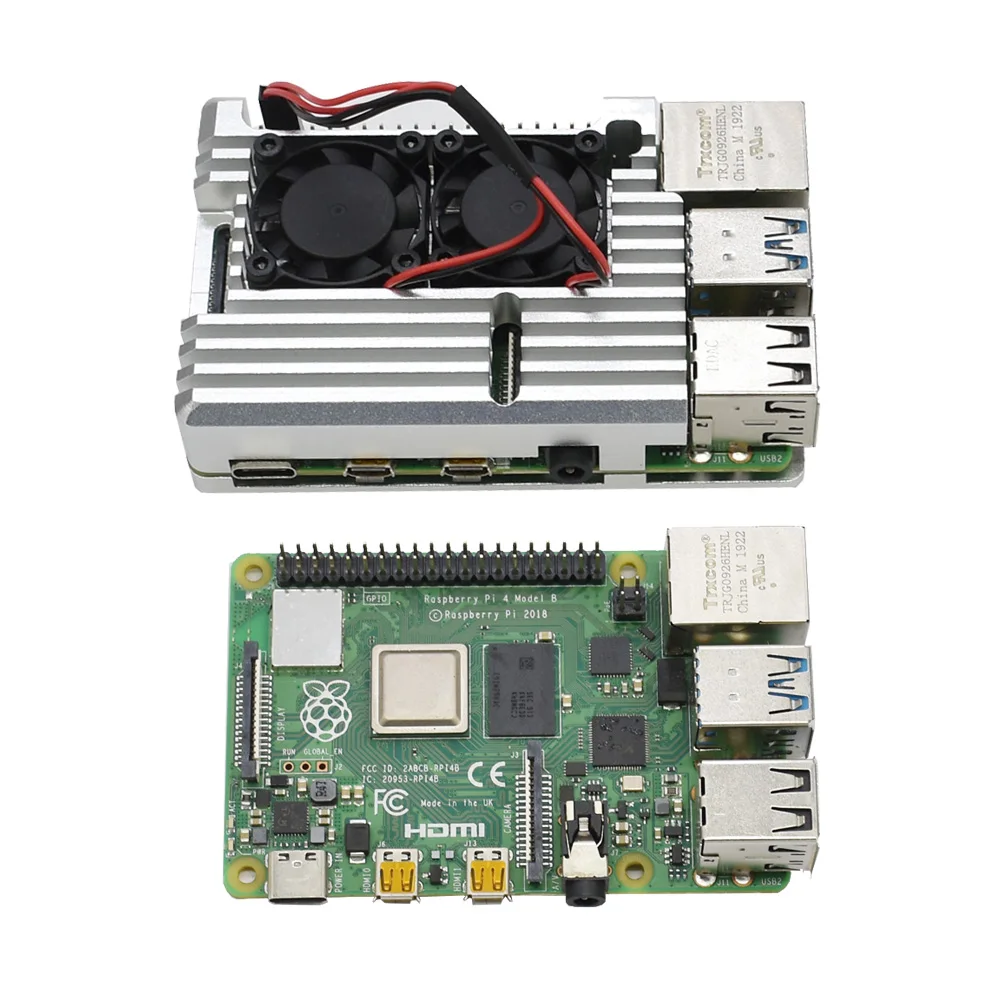 

for Raspberry Pi 4B 2G RAM DIY Kit Support 2.4 / 5.0 GHz WIFI Bluetooth 5.0 with Protective Case Cooling Fan(Silver)