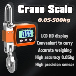 0.05-500kg Industrial Electronic Scale Portable Digital Hanging Scale LCD Crane Scale Heavy Duty Weight Hook-Hanging Scale