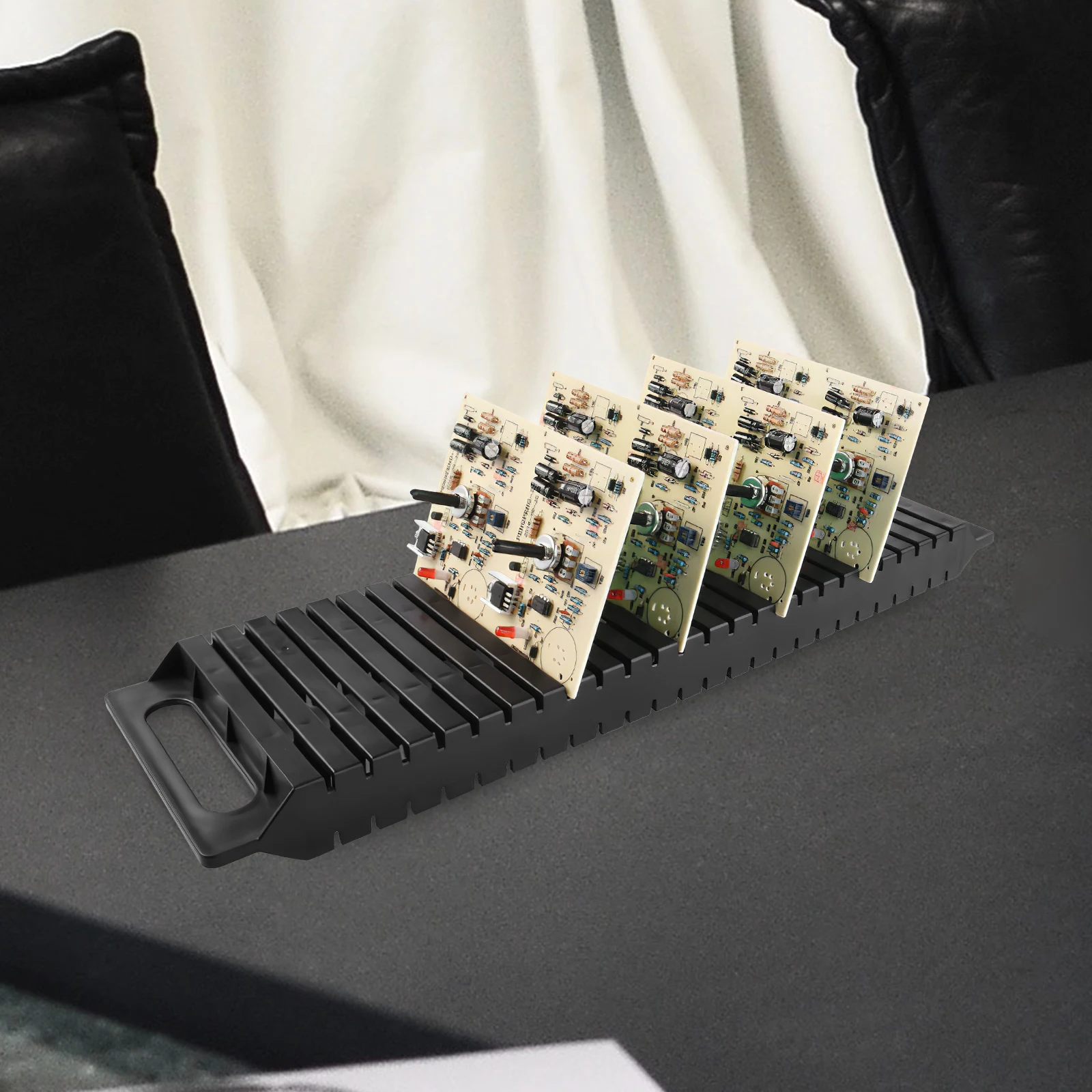 

Anti-static Bar Frame Circuit Boards Black Fluorescence Workshop Pcb Holder Stand Double Ear Design Easy Installation Removable