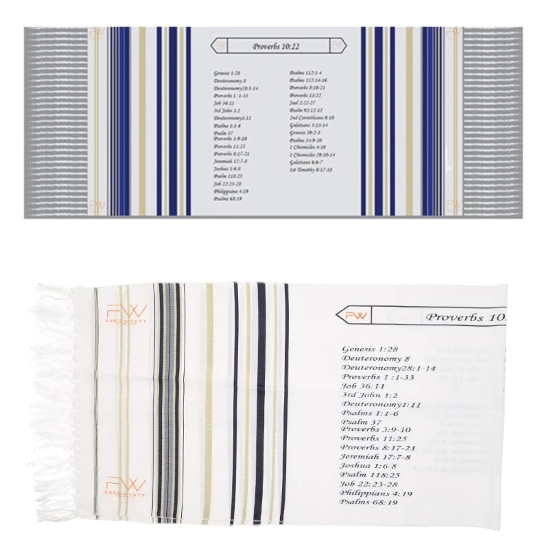 

Tallit Prayer Shawl Regular Size 20x71inch with Tassles, Blue and Gold Stripes Decorative Scarf Wrap Gifts for Men