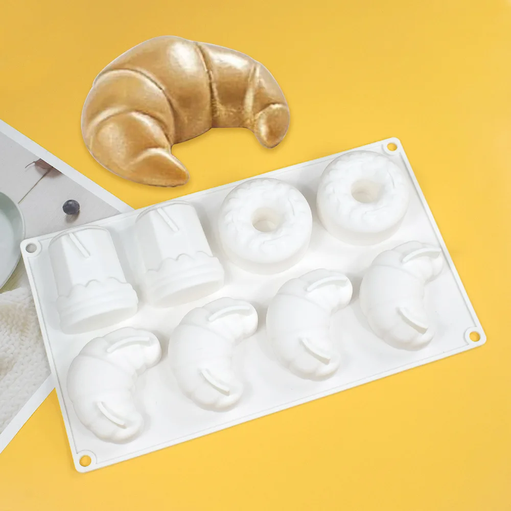 

Croissant Donut Design Silicone Cake Mold 8 Cells Mousse Cake Mould Dessert Bakeware Food Grade Kitchen Baking Tool