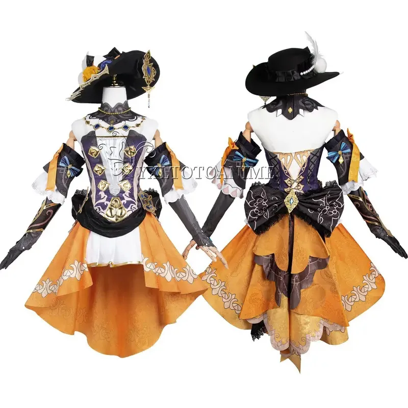 Genshin Impact Navia Cosplay Costume Wig Hat Set Women Dress Uniform Halloween Party