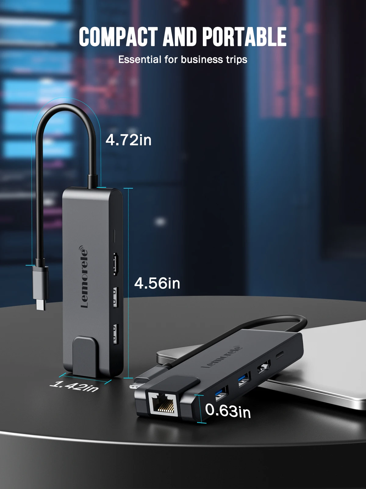 Lemorele USB 허브 도킹 스테이션, USB C to RJ45 기가비트 이더넷, 4K HDMI 멀티포트, SD, TF 카드 리더 슬롯, 노트북, 맥용, 5 인 1