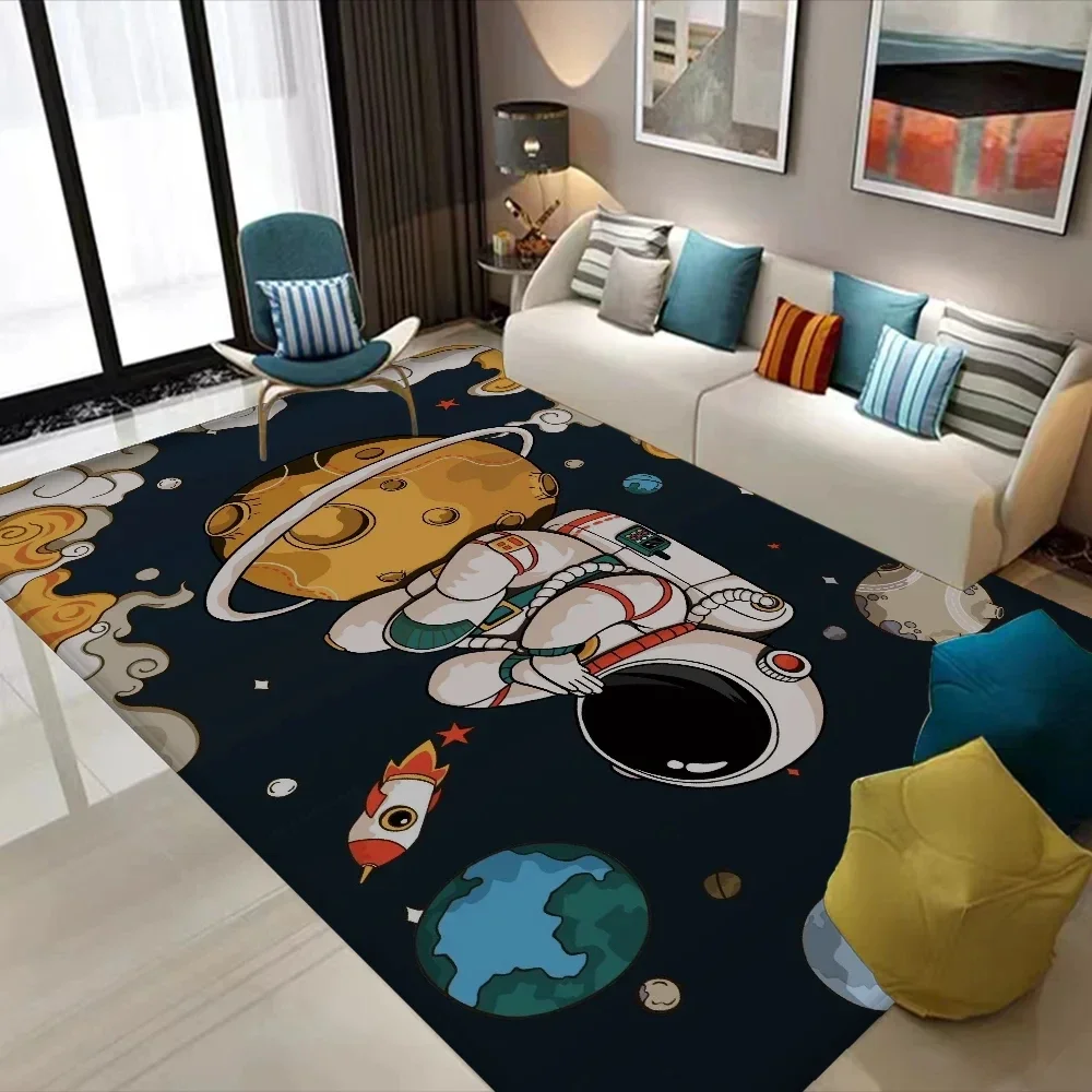 Cartoon Space Astronaut Carpet Galaxy Universe Rug Planet Rocket Kids Bedroom Decor Floor Mat Home Bathroom-Toilet Mats Doormat