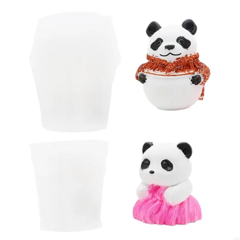 R3MC Delicate Panda Craft Silicone Mold Versatile Panda Silicone Mould Decors Molds for Colorful Plaster Crafting