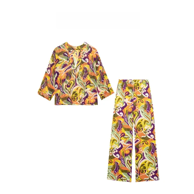 2023 春のファッショントレンドレディースデザインセンス花柄シャツポリエステル素材スタイリッシュなアンサンブル女性用