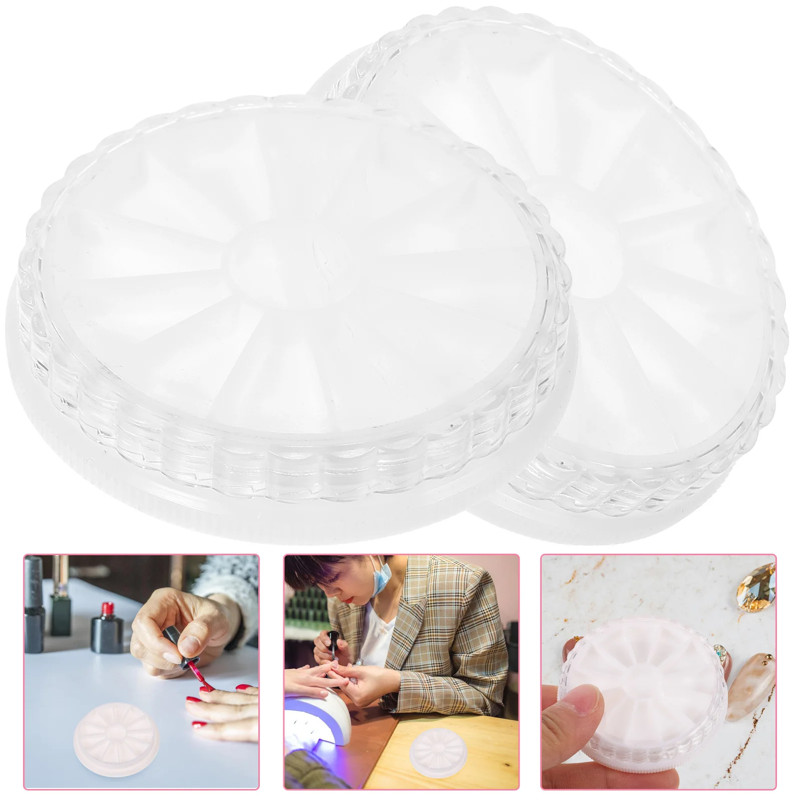 

2Pcs Nail Art Charm Box Plastic Diamond Storage Organizer Container Manicure Accessory Holder Rhinestone