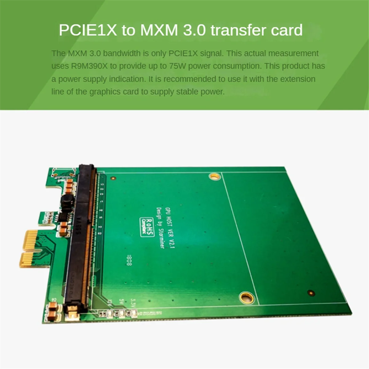 PCI-E to MXM3.0 Graphics Card Riser Card PCI Express X1 to MXM3.0 Adapter Converter Board with LED for BTC Miner Mining