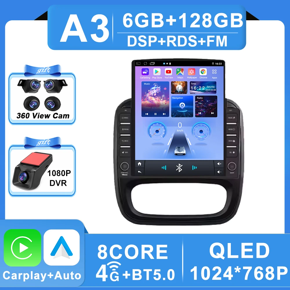 9.7 inch Auto Android Voor Renault Trafic 3 14-21 Voor Opel Vivaro B2 din Carplay GPS Navigatie intelligente Systeem Touchscreen