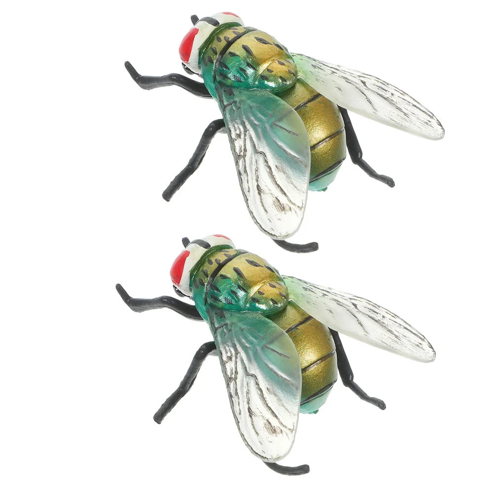 2 Pc Insect Model Fake Fly Bugs Toy Garden Statue Simulation Realistic Figurine Faux Kids Toys