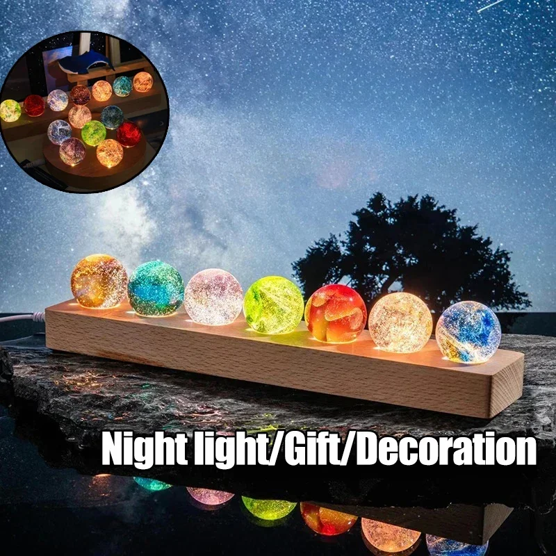 1 set Fantasy Colorful Glass Star Ball Luminous Planet Astronomy Planets Ball Fantastic Style Home Decoration Cosmic Model Gift