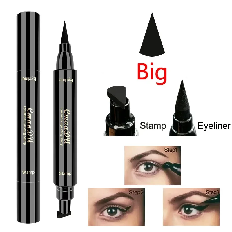 CmaaDU ใหม่ขนาดเล็ก/ใหญ่ Double-ended แสตมป์อายไลเนอร์ปากกากันน้ํา Fast แห้ง Black Eye Liner ดินสออายไลเนอร์เครื่องสําอาง