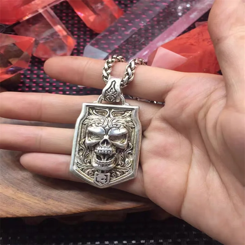 MaiChuang/Hand Made/ Old Retro Tibetan Silver Evil Spirits Transshipment Skull Necklace Exquisite Fashion  Men Women Couple Gift