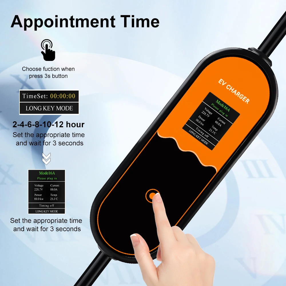 JDMEX GBT EV Portable Charger 3.5W 16A EVSE Charging Box Controller Wallbox for Electric 7kw 32A Car Charging Current Adjustable