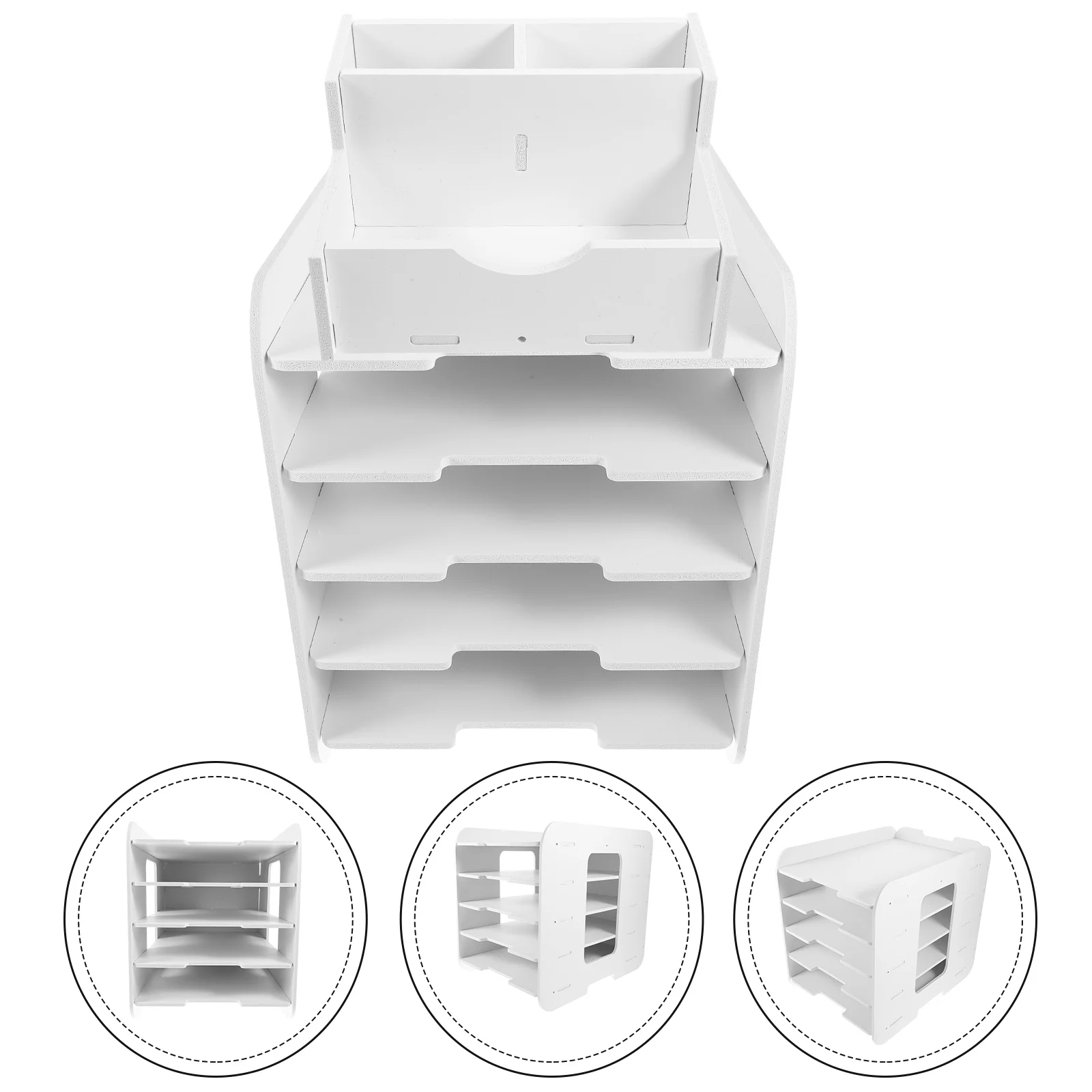 

Multi-Tiered Desktop File Storage Rack Stackable A4 Paper Stand Organizer For Office Documents Brochure Holder Magazine Stand